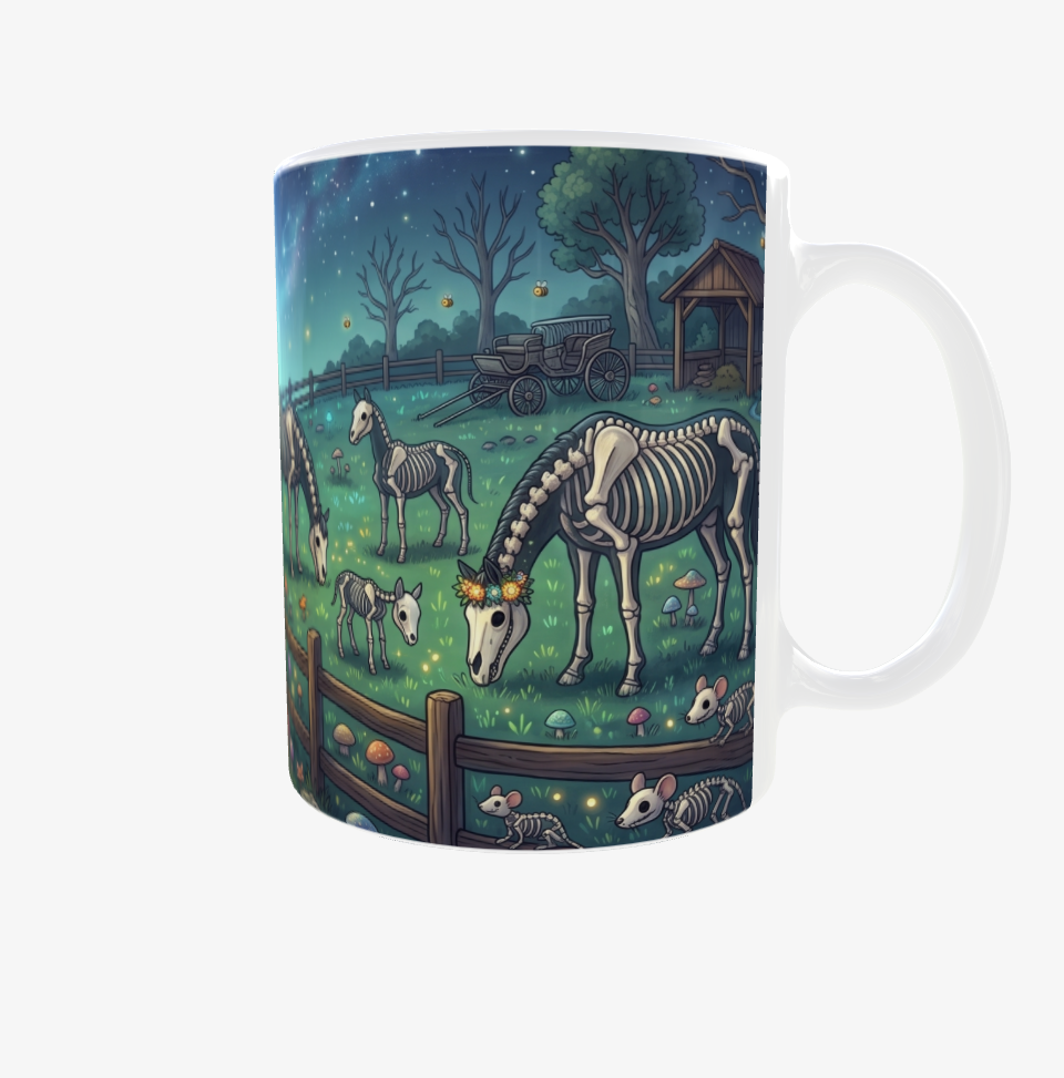 Magische Halloween-Tasse | Skelett-Mädchen & Skelett-Pferde