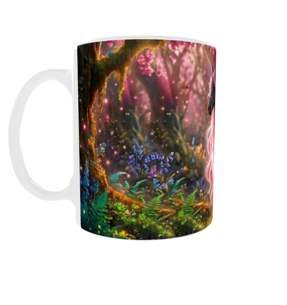 Schwarzes Einhorn mit Rosa Mähne – Magische Kindertasse