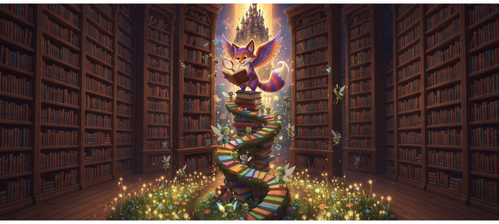 Lese-Tasse – Magischer Bücherfuchs in der Bibliothek