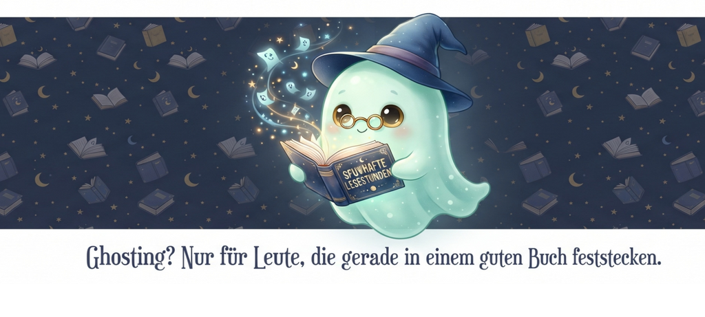 Lese-Tasse – Büchergeist mit Ghosting-Spruch