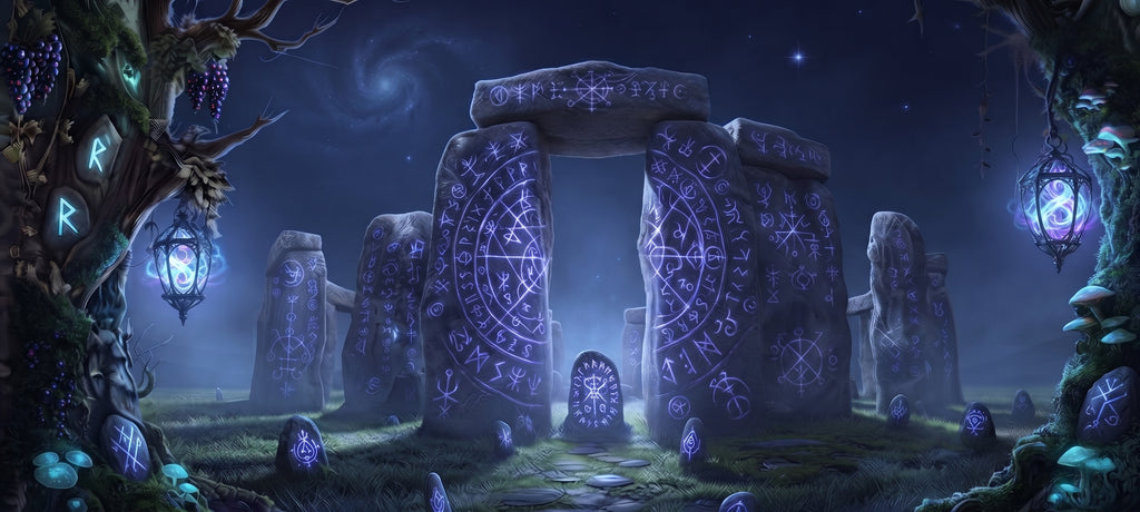 Stonehenge-Tasse – Runenzauber unter Sternen
