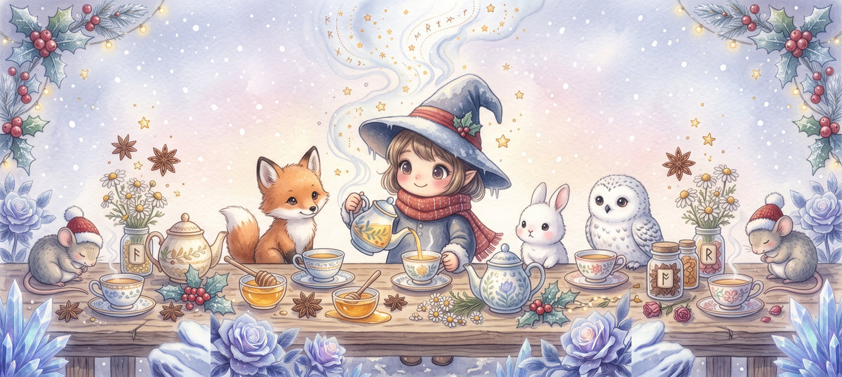 Hexen-Tasse – Winterliche Teestunde mit Tierfreunden