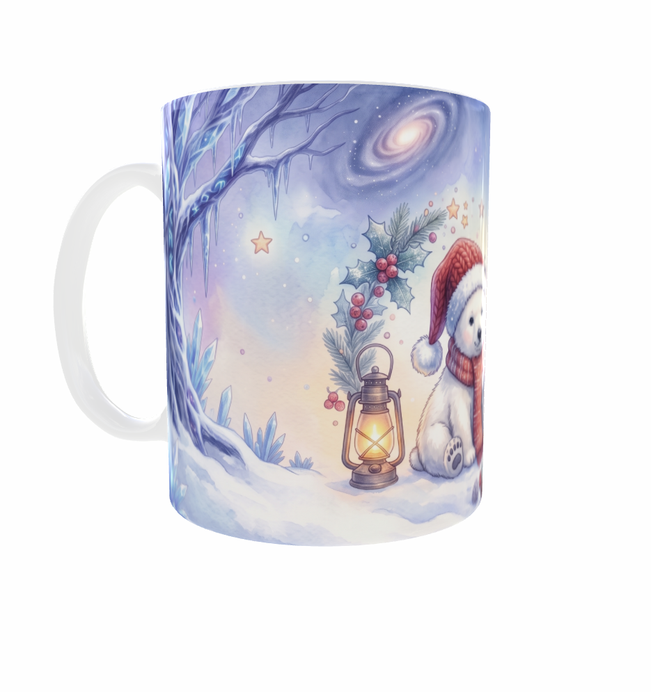 Wintertasse – Eisbär, Pinguin und Eule im Winterzauber