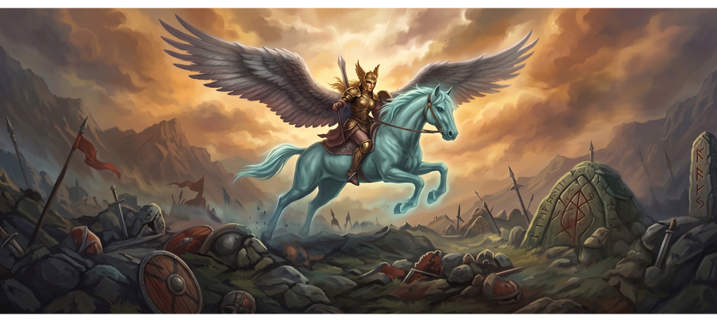 Walküre auf Flügelpferd – Nordische Mythologie Tasse