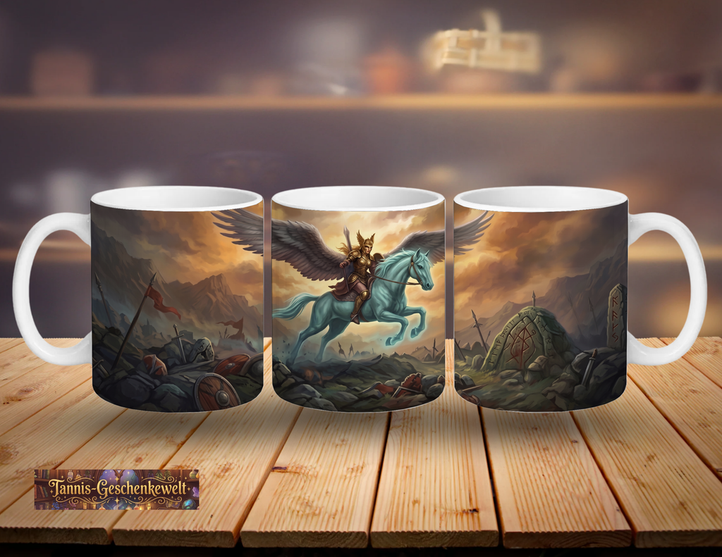 Walküre auf Flügelpferd – Nordische Mythologie Tasse