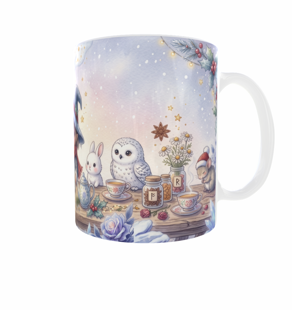Hexen-Tasse – Winterliche Teestunde mit Tierfreunden