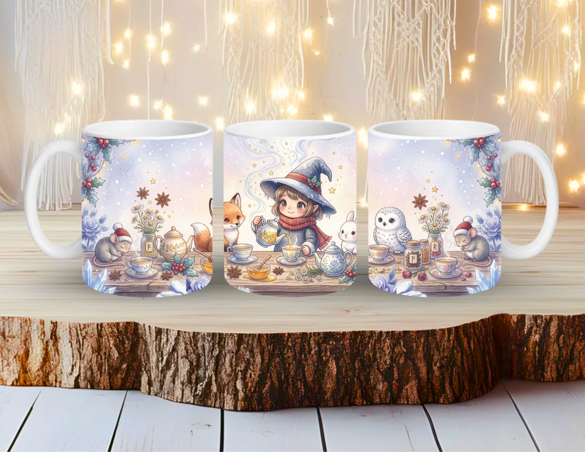 Hexen-Tasse – Winterliche Teestunde mit Tierfreunden