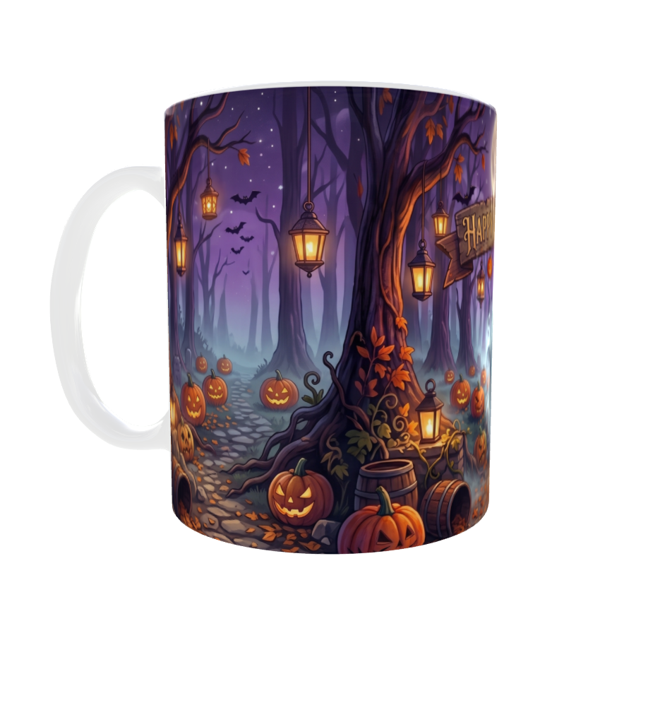 Happy Halloween – Geist im Kürbiswald | Halloween-Tasse
