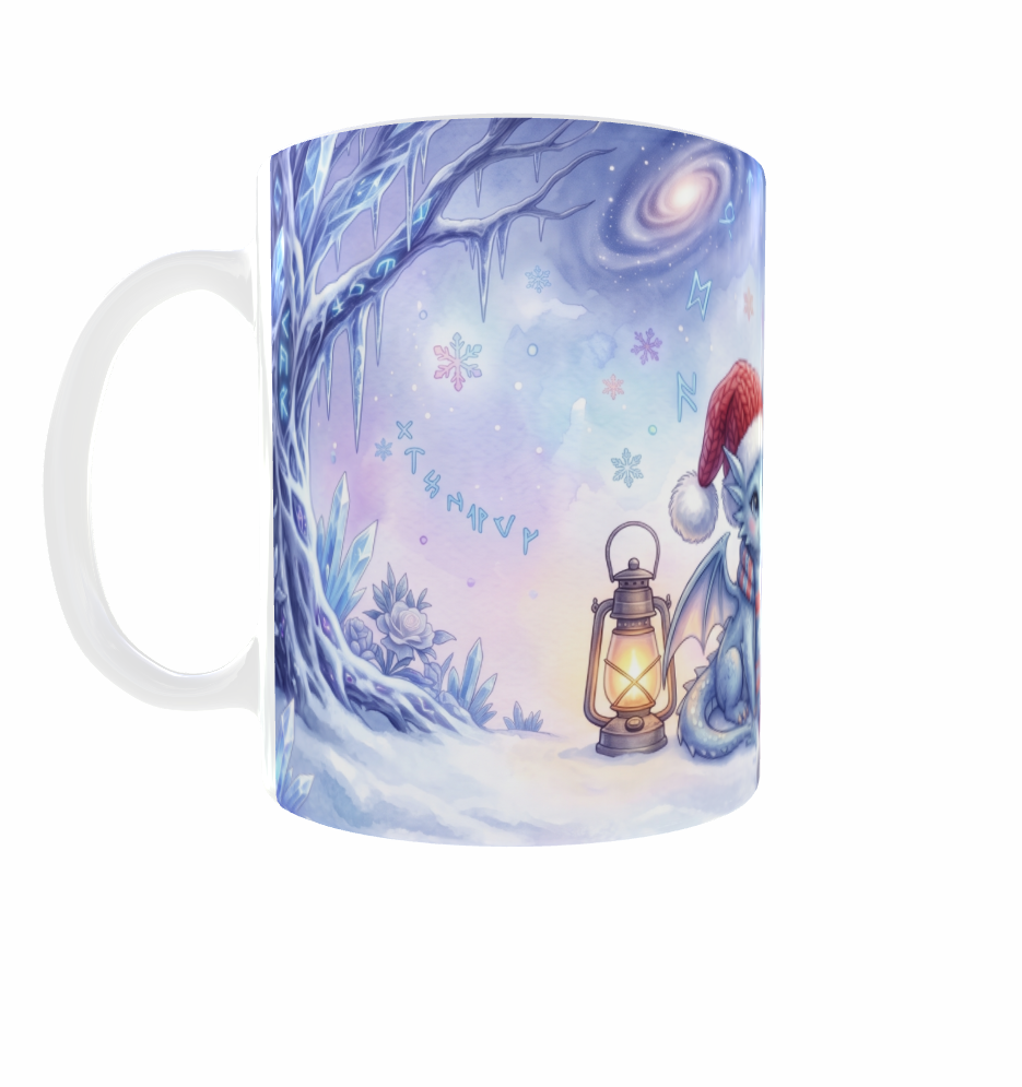 Wintertasse – Drache, Einhorn und Phönix im Schnee