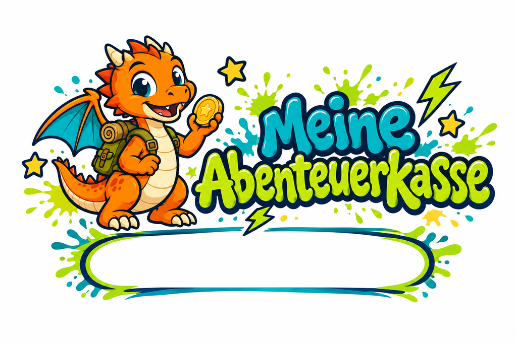 Drachen-Spardose mit Namensfeld – Meine Abenteuerkasse