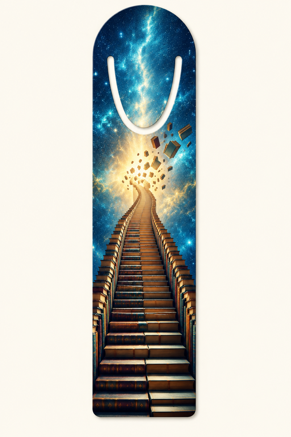Fantasy-Lesezeichen aus Aluminium – Büchertreppe zu den Sternen