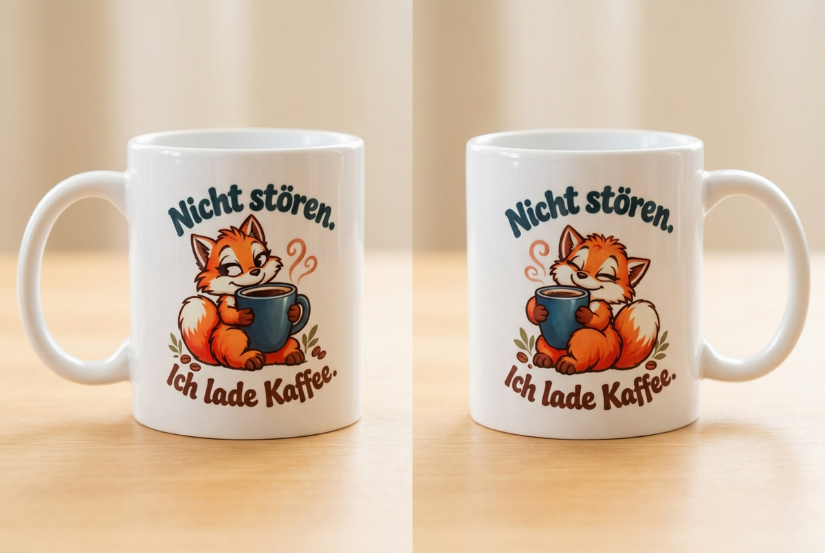 Fuchs-Geschenkset – Tasse, Frühstücksbrettchen & Untersetzer