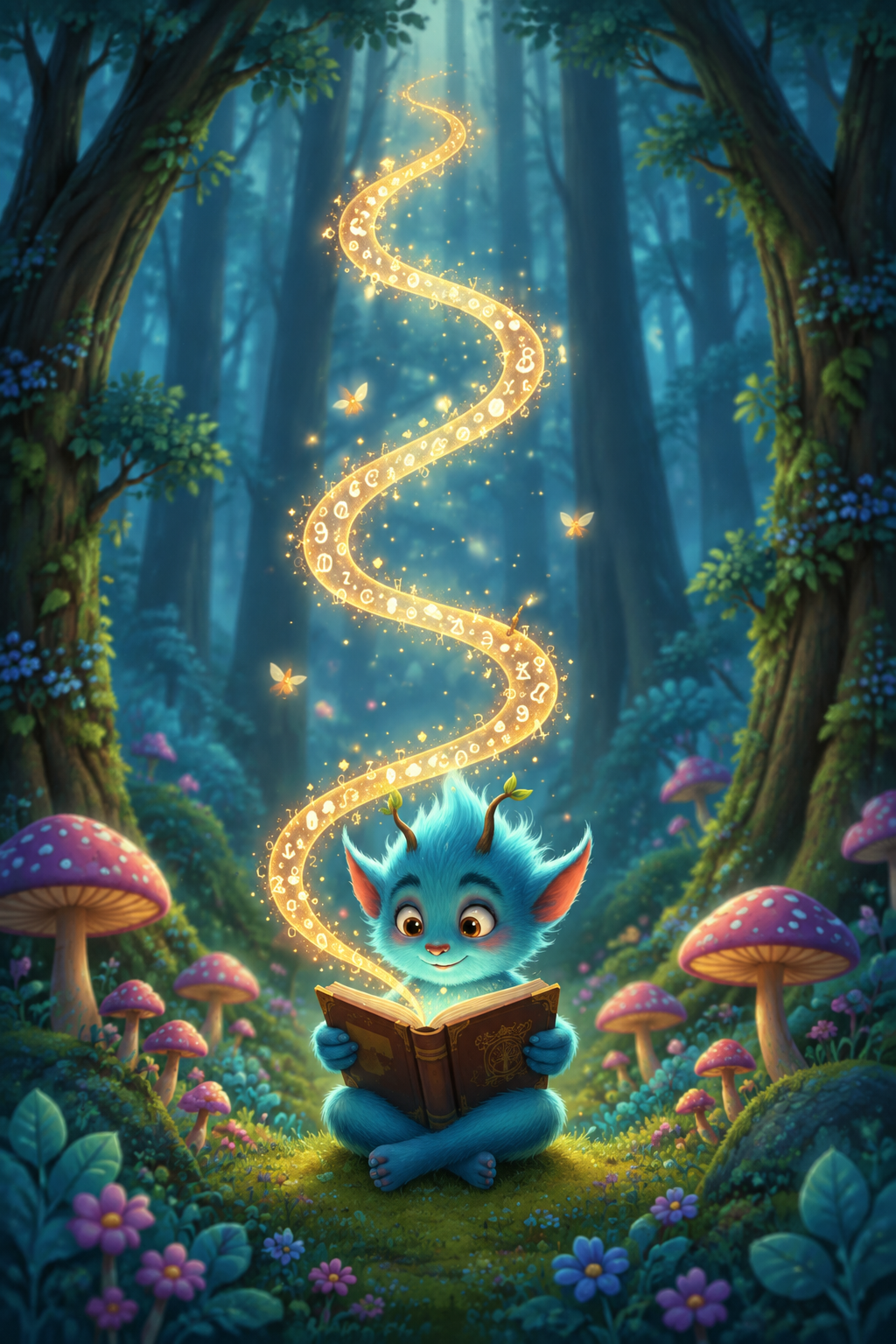 Fantasy-Lesezeichen aus Aluminium – Blaues Bücherwesen