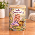 Blumenfeen-Spardose mit Bambusdeckel – Mein Feenschatz