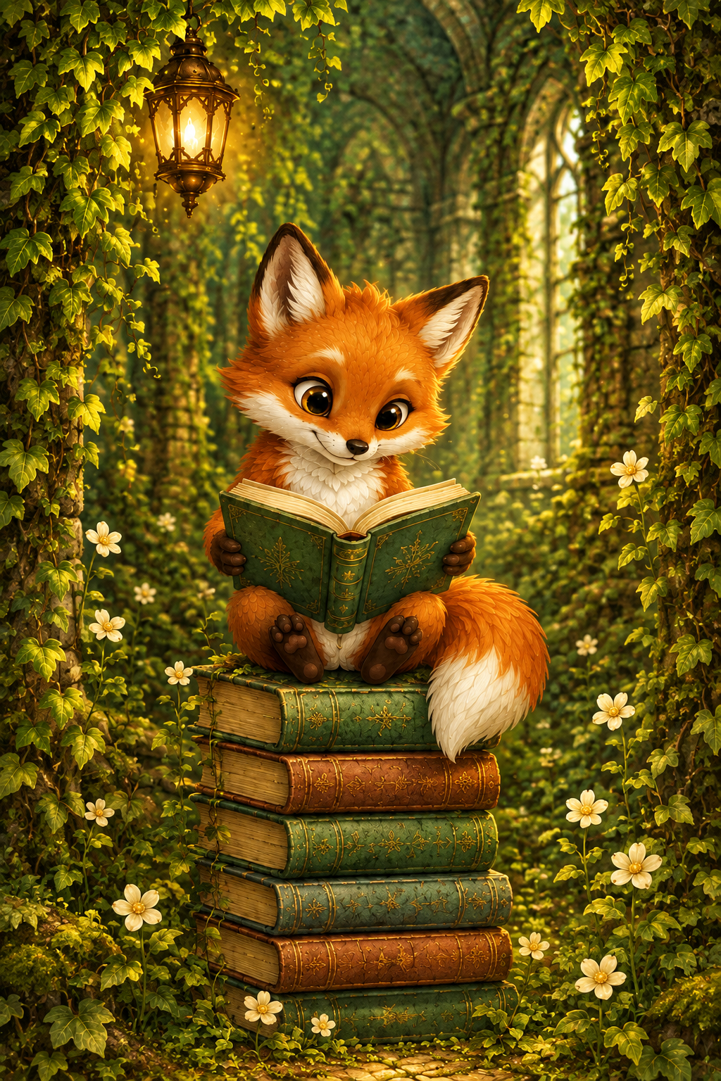 Flaches Bücherfuchs-Motiv zur Druckvorbereitung