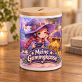 Gaming-Hexen-Spardose mit Bambusdeckel – Meine Gamingkasse