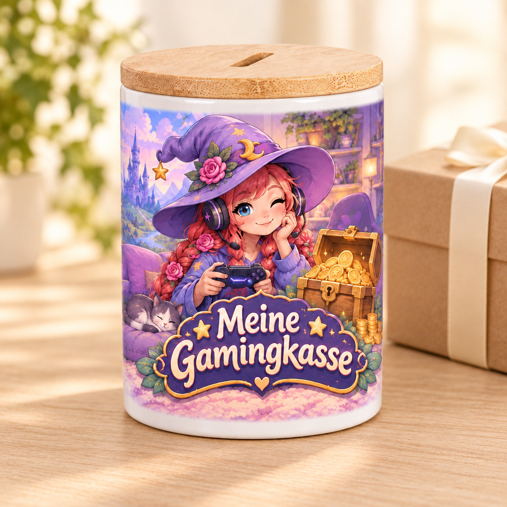 Gaming-Hexen-Spardose als Geschenk