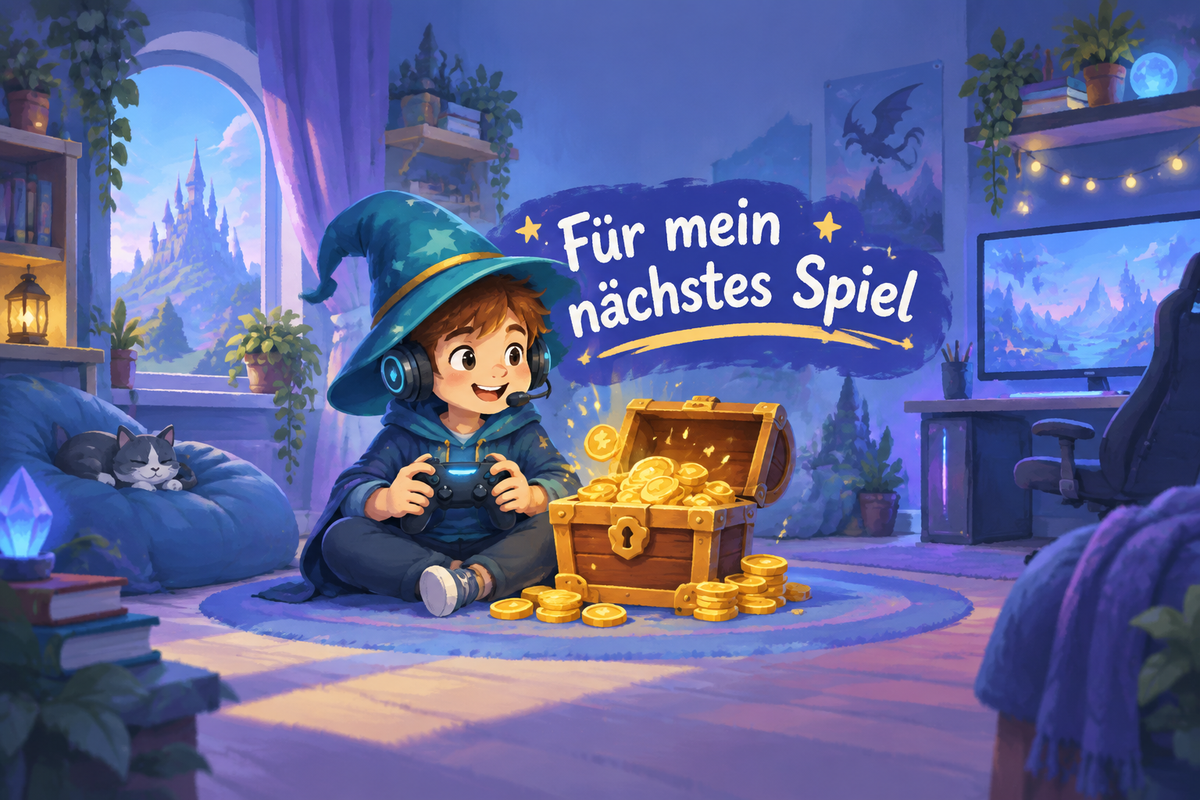Gaming-Zauberer-Spardose – Für mein nächstes Spiel