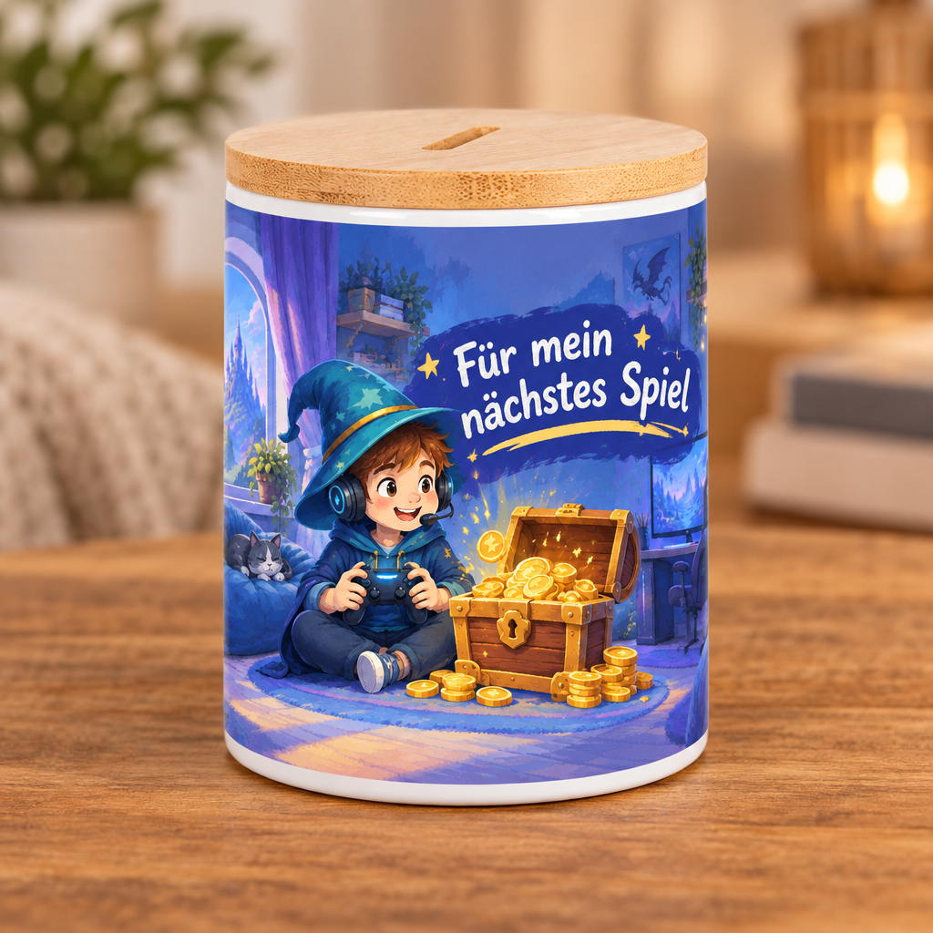 Gaming-Zauberer-Spardose – Für mein nächstes Spiel