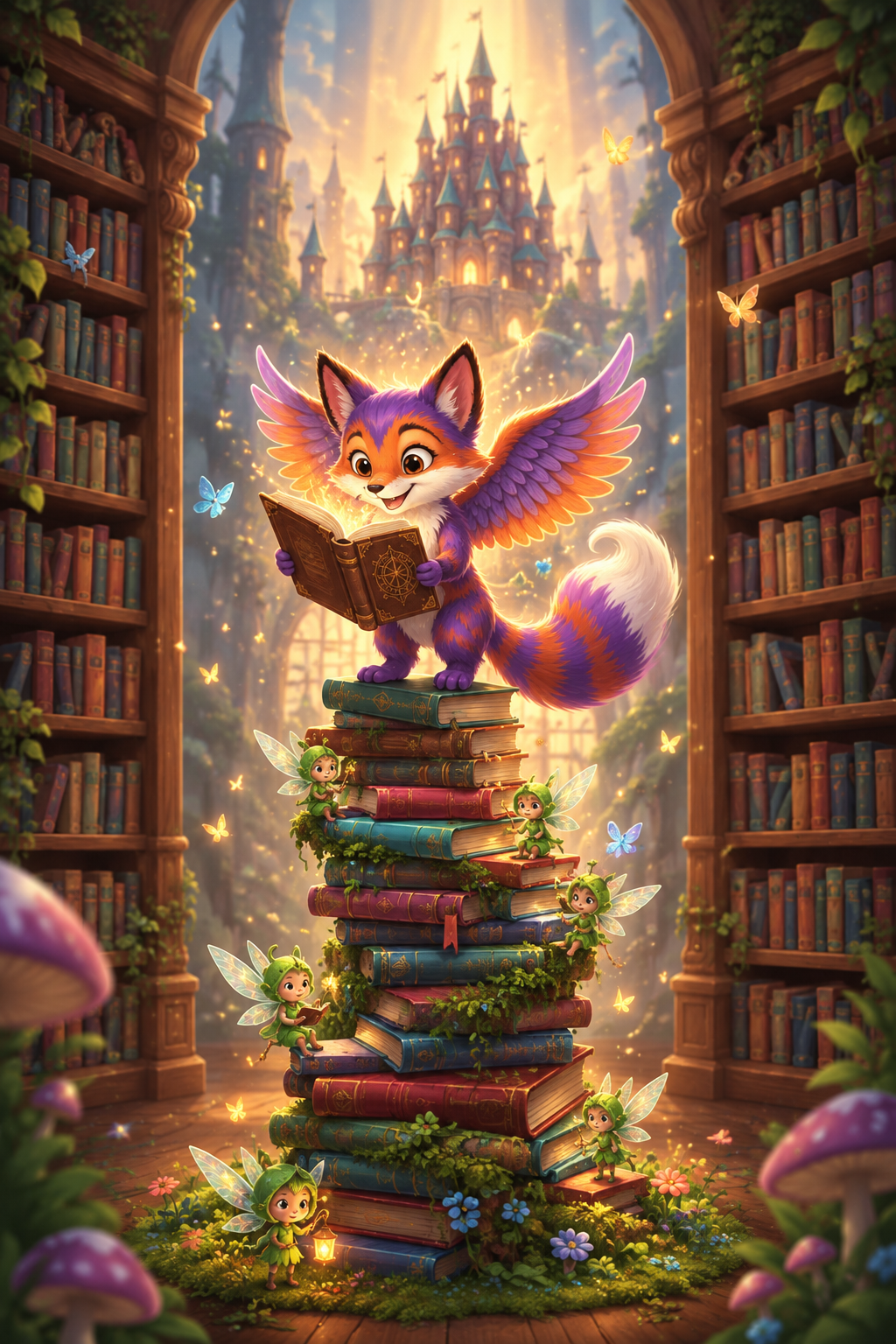 Fantasy-Lesezeichen aus Aluminium – Geflügelter Bücherfuchs