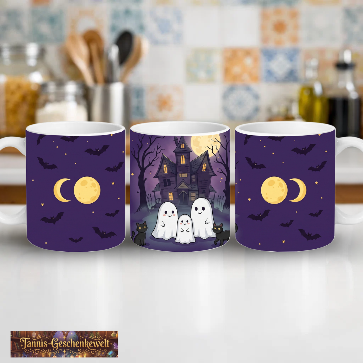 Spooky Cute Tasse – Kleine Geisterfamilie & Spukschloss | Halloween Geschenk