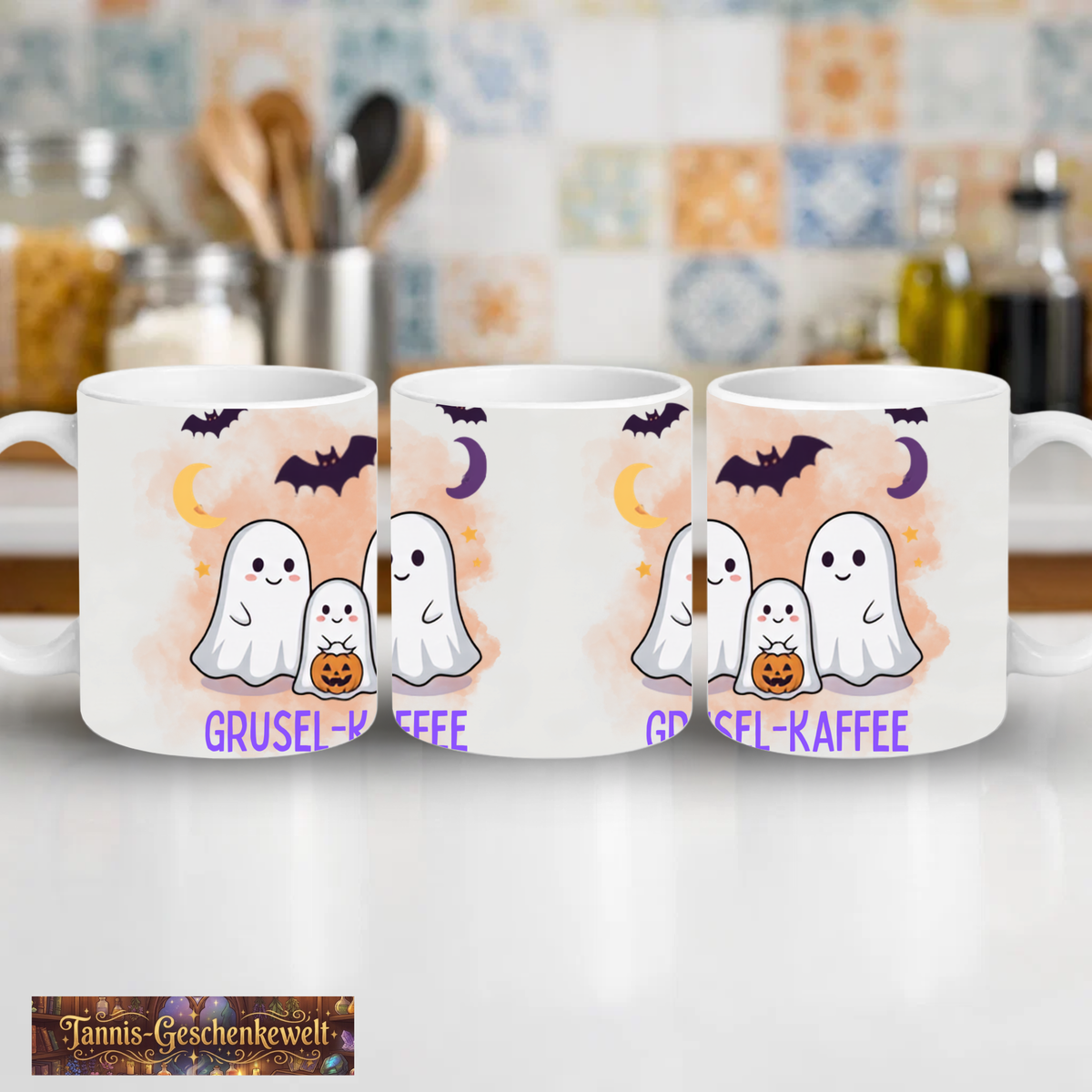 Tasse Halloween „Grusel-Kaffee“ mit süßen Geistern