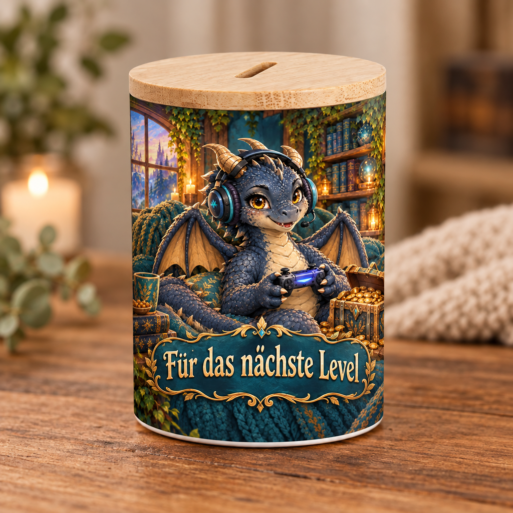 Gaming-Drachen-Spardose Dunkelblau – Für das nächste Level