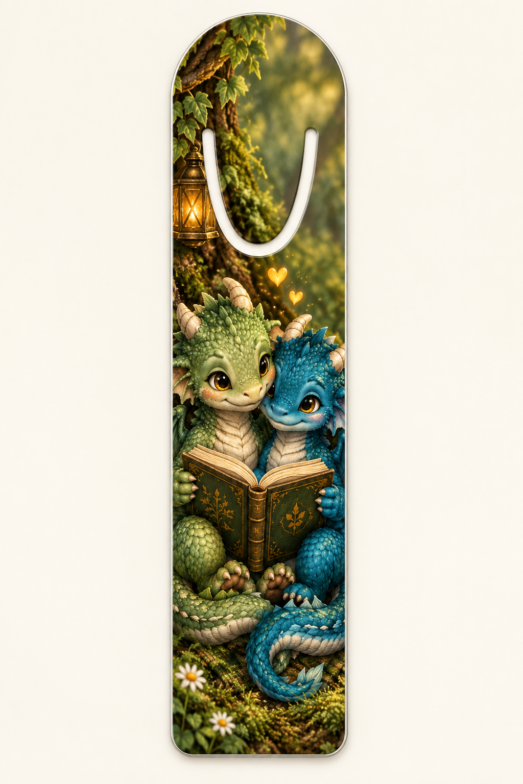 Drachen-Lesezeichen aus Aluminium – Kuschelnde Lesedrachen