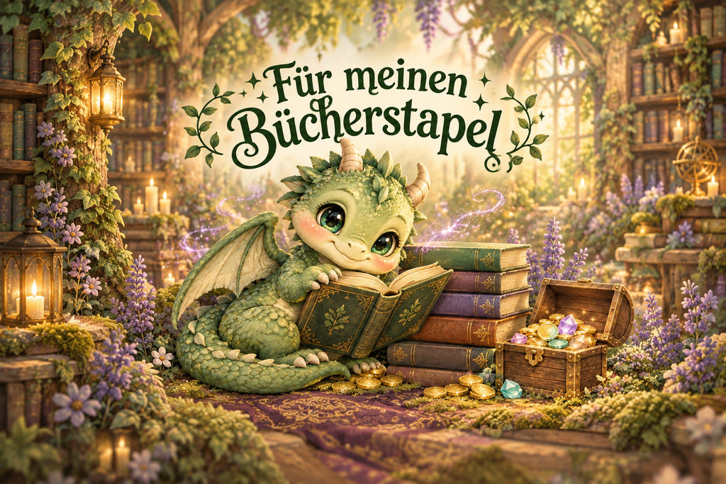 Bücherdrachen-Spardose mit Bambusdeckel – Für meinen Bücherstapel