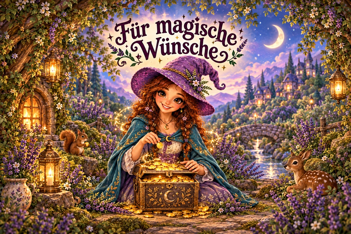 Mondhexen-Spardose mit Bambusdeckel – Für magische Wünsche