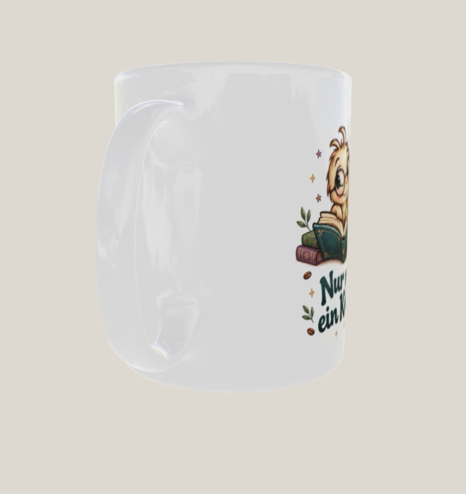 Bücherwurm-Geschenkset – Tasse, Frühstücksbrettchen & Untersetzer