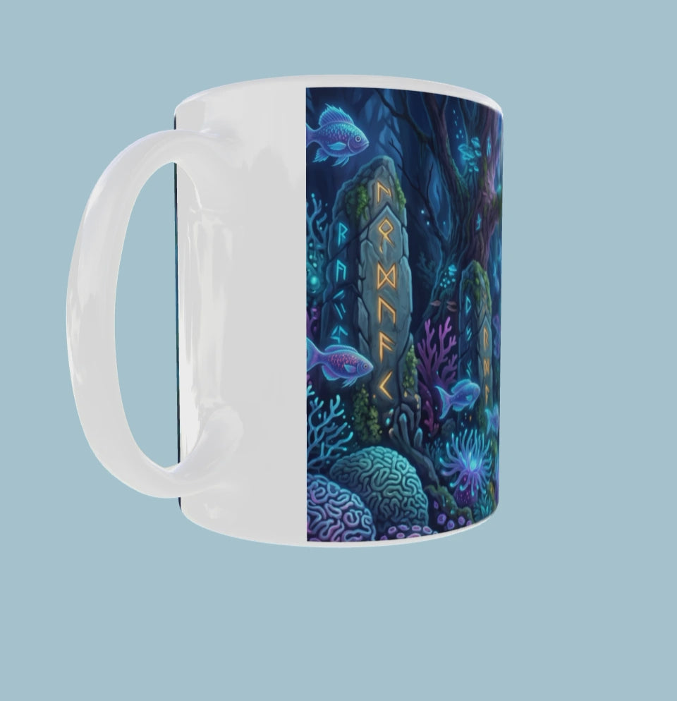 Keramiktasse Meerjungfrau & Drache – Magische Unterwasserwelt