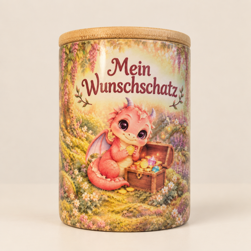 Rosa Drachen-Spardose mit schlichtem hellem Hintergrund
