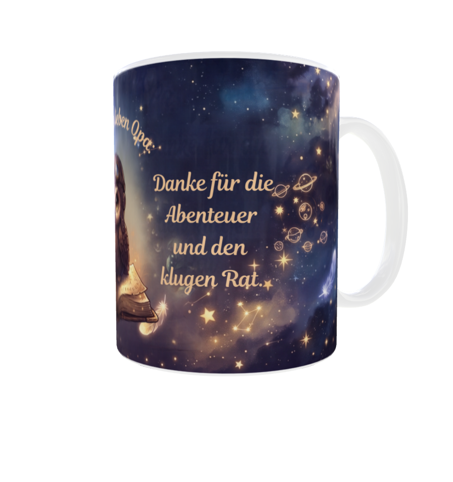 Für meinen lieben Opa – Magische Tasse mit Eule & Sternenkarte