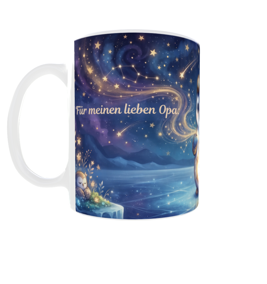 Für meinen lieben Opa – Magische Tasse mit Pinguin & Sternenhimmel