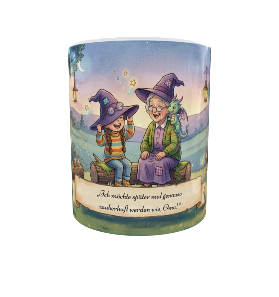 Genauso zauberhaft wie du – Magische Tasse mit Oma & Enkelin und Hexenhut