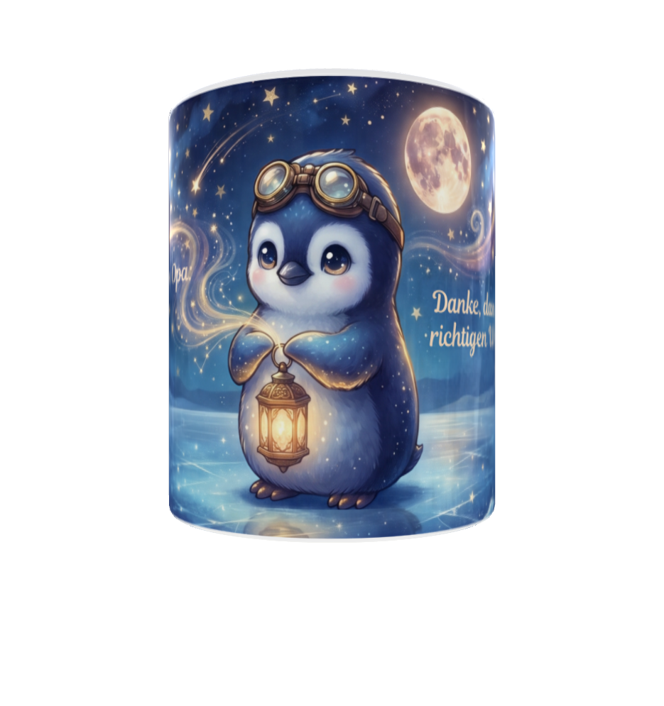 Für meinen lieben Opa – Magische Tasse mit Pinguin & Sternenhimmel