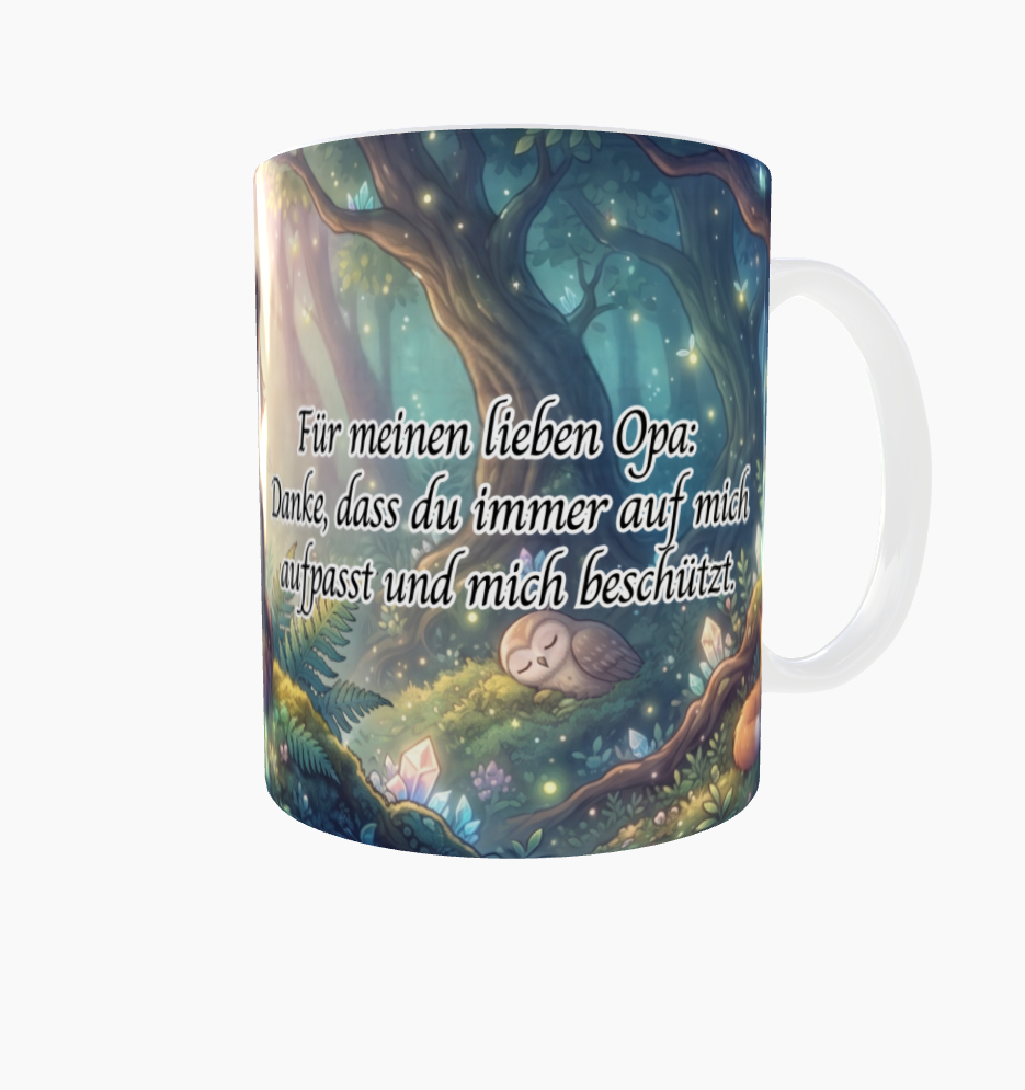 Für meinen lieben Opa – Magische Tasse mit Dachs im Zauberwald