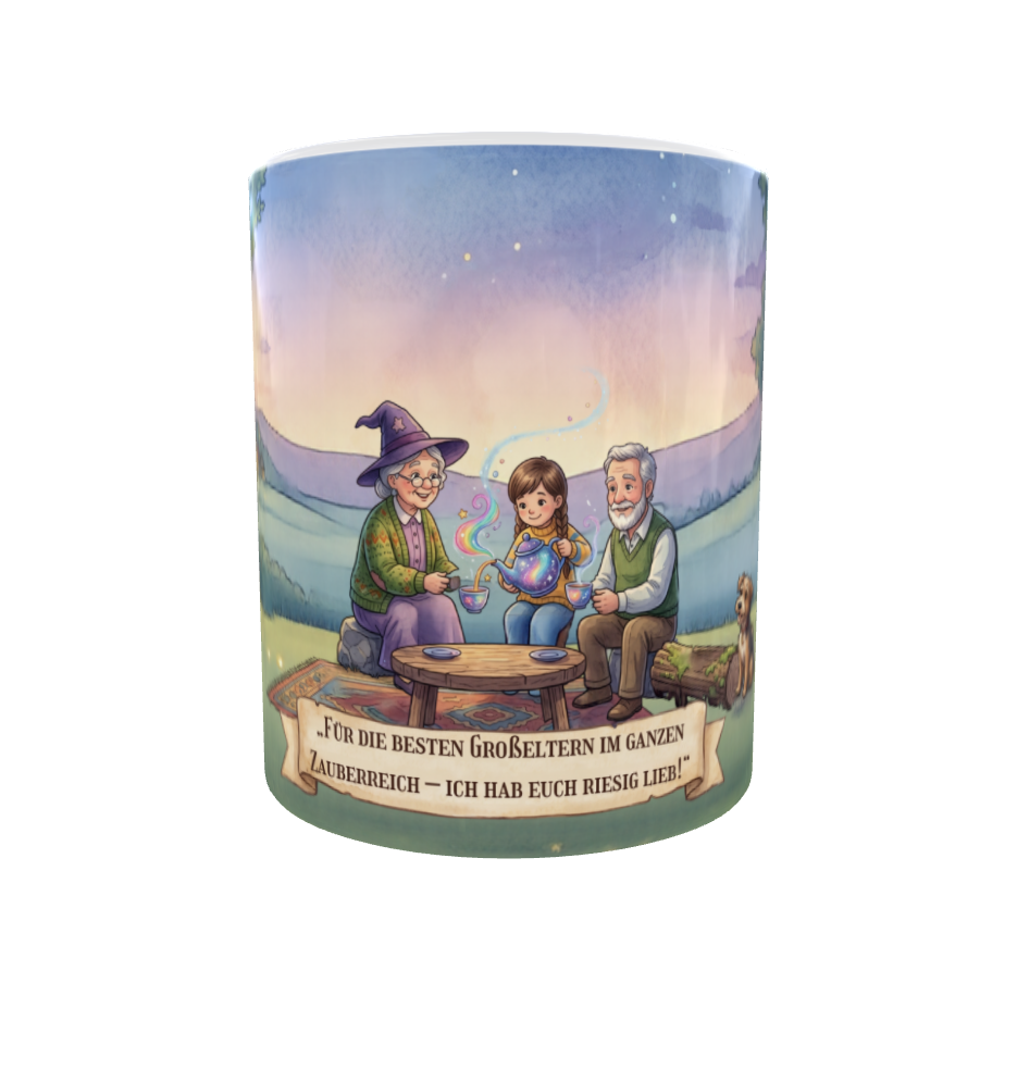 Für die besten Großeltern – Magische Tasse mit Oma, Opa & Enkelin im Zauberwald