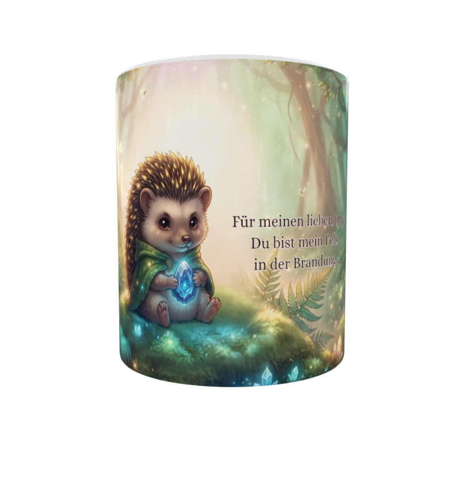 Für meinen lieben Opa – Magische Tasse mit Igel im Zauberwald