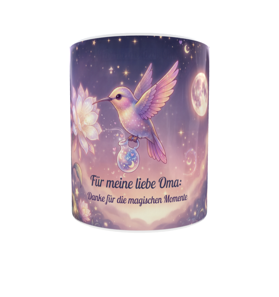Für meine liebe Oma – Magische Tasse mit Kolibri & Mondlicht