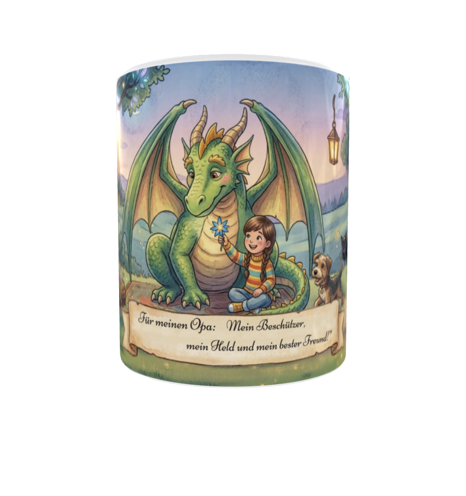 Mein Held & Beschützer – Magische Tasse mit Opa als Drache im Zauberwald