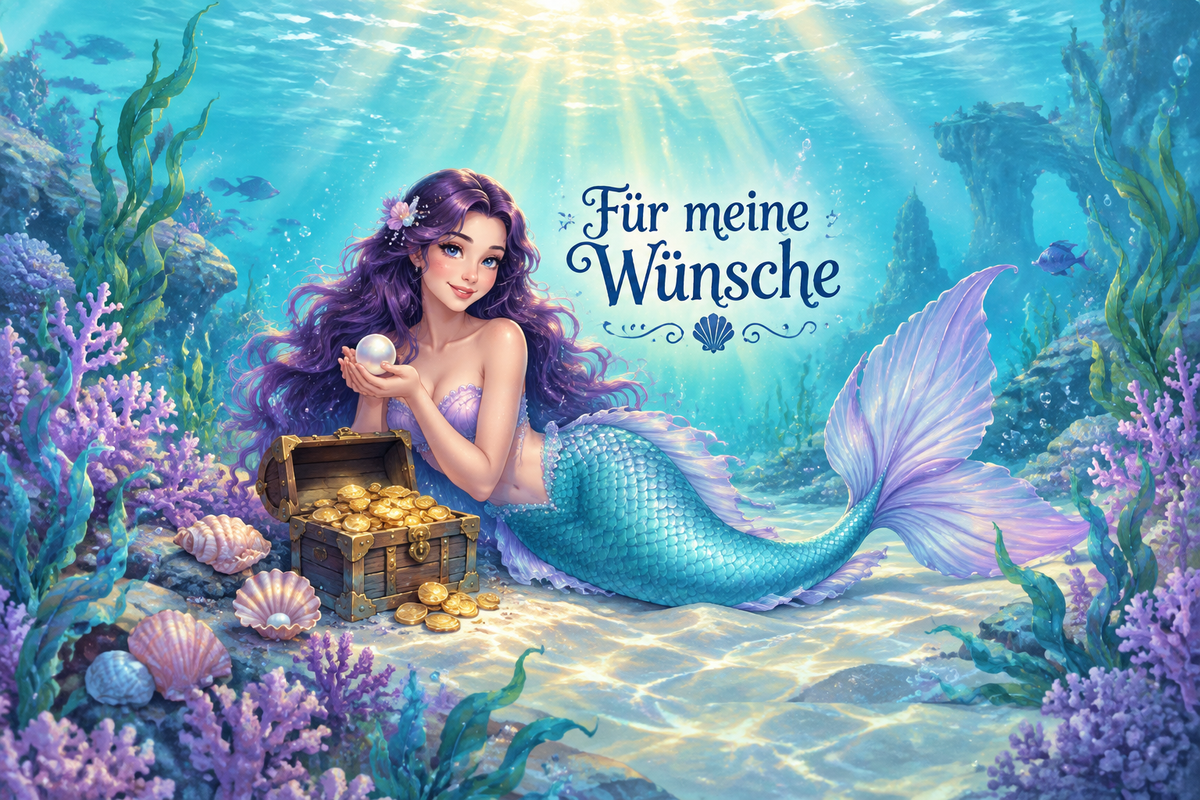 Meerjungfrauen-Spardose Türkis-Violett – Für meine Wünsche