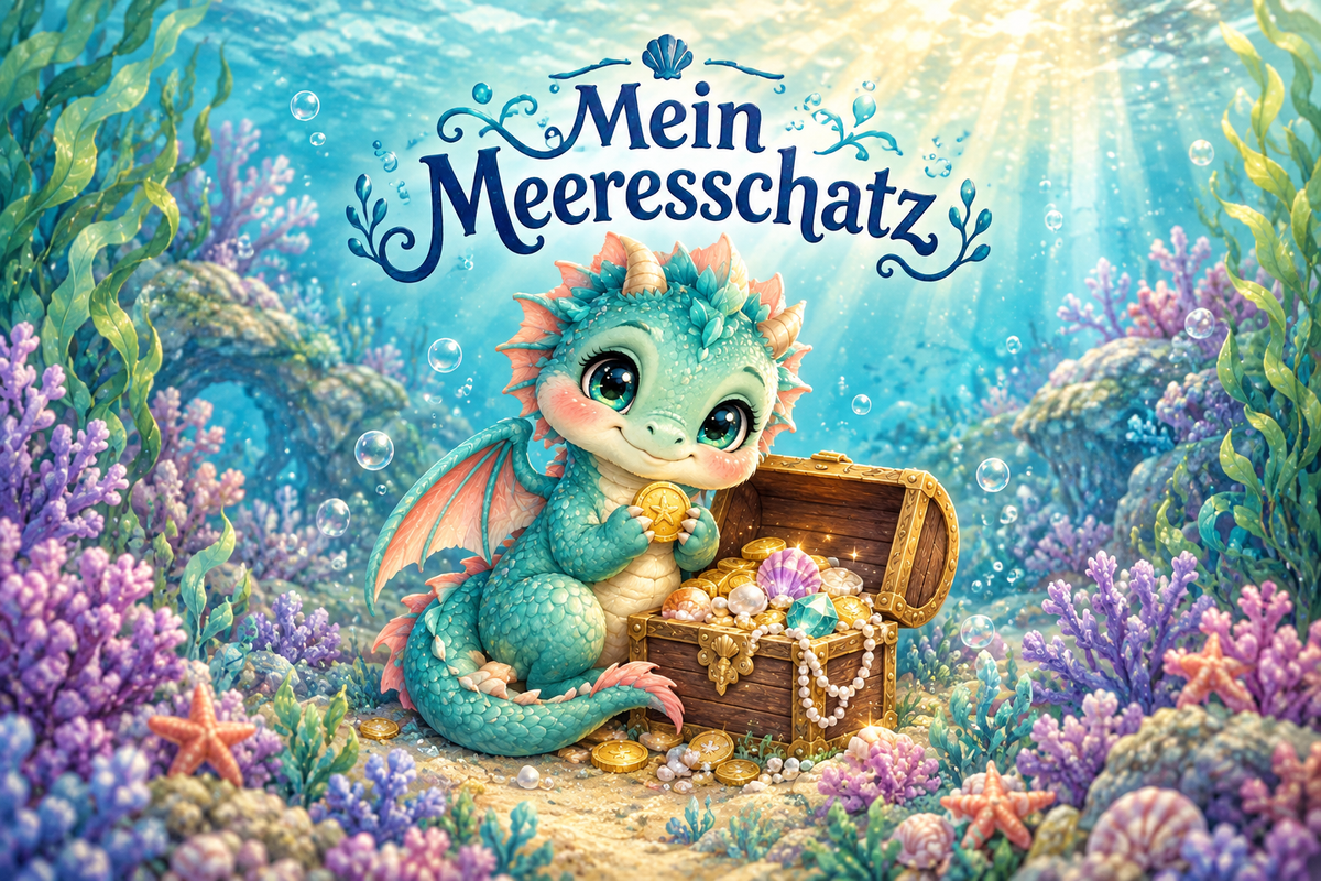 Wasserdrachen-Spardose mit Bambusdeckel – Mein Meeresschatz