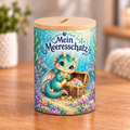 Wasserdrachen-Spardose mit Bambusdeckel – Mein Meeresschatz